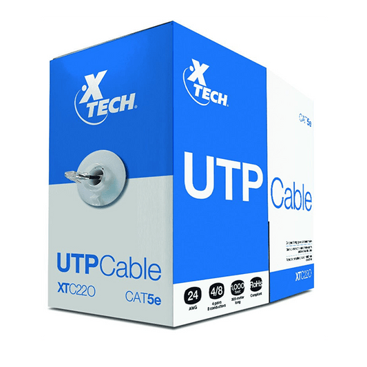 XTECH CAJA CABLE UTP CATEGORIA 5E GRIS ALEACION