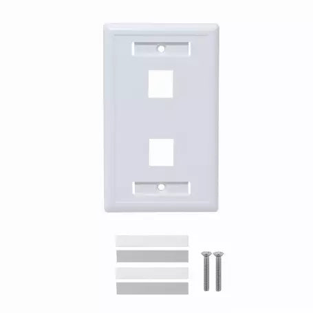 Faceplate plano 2 puertos Keystone vertical blanco