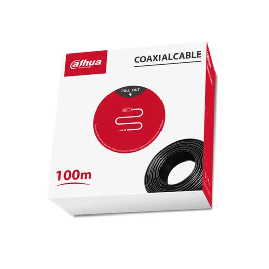 Cable Coaxial Dahua 100m RG59 100% Cobre 20AWG Color Negro Cobertura PVC