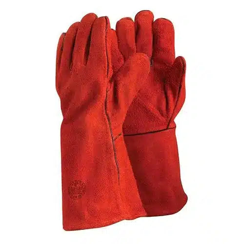 GUANTE SOLDADOR ROJO CUERO TALLA UNICA