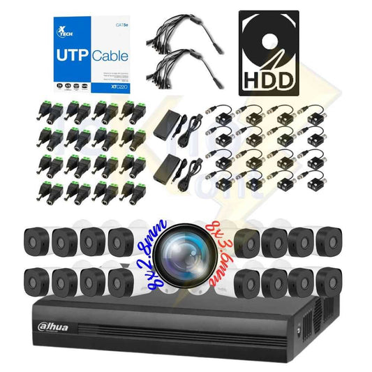 Kit DAHUA XVR  16ch / 16BULLET 2.8 Y 3.6mm 2Mp