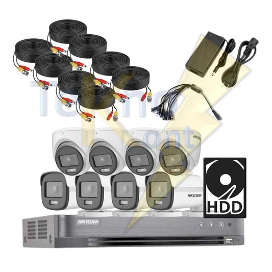 Kit HIK DVR 8ch / COLOR VU TURRET BULLET 2Mp