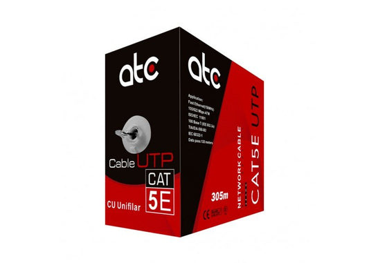 Cable UTP Unifilar CAT5e 100% Cobre, 305m ATC