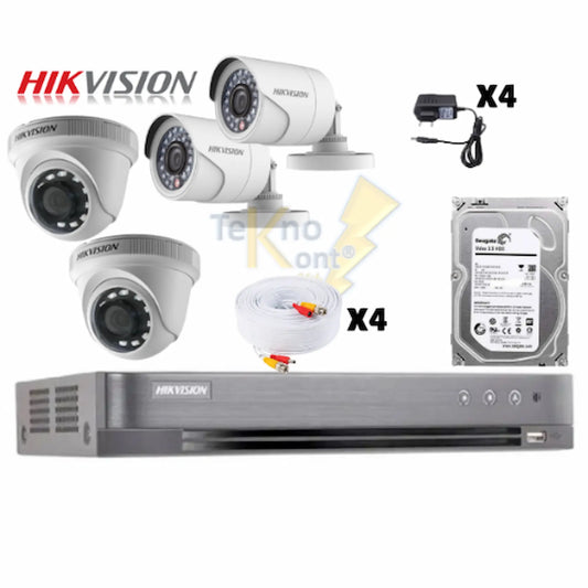 Kit 2 Domo +2 Bullet 720 HIKVISION CON DISCO