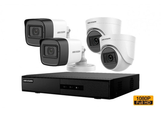 Kit Analogo C/Audio 1080P DVR 4CH 2Domo+2Bala + 1TB Video Hikvision